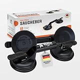 Saugheber - 2er Pack - 120kg tragfähiger Glasheber aus Alluminium, Vakuumheber für den Transport von Glas, Laminat, Scheiben und Fliesen, Ergonomisch & rutschfest Schwarz