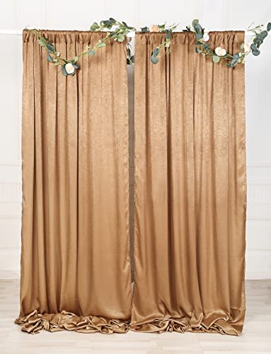 Sherway 2 Panels 4.8 Feet X 10 Feet Gold Brown Thick Satin Wedding Backdrop Drapes, Non-Transparent Window Curtains For Party Ceremony Stage Decoration #TOP1