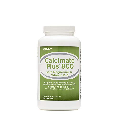 GNC Calcimate Plus 800 with Magnesium & Vitamin D-3, 240 Caplets, Supports Bone Density