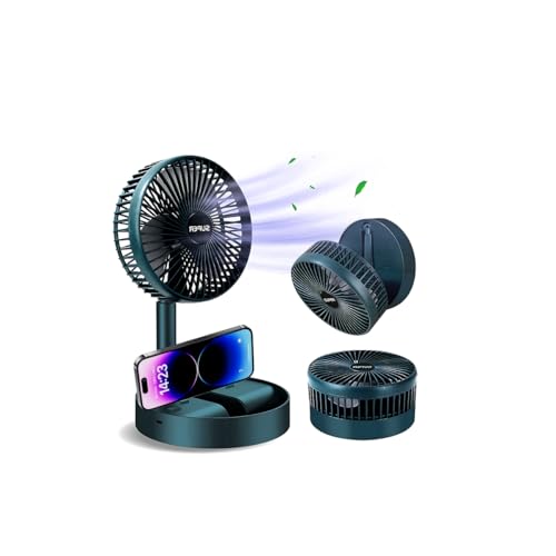 FS004 Ventilador de escritorio USB,mini ventilador portátil,Ventilador 5000 mAh recargable por USB,portátil,silencioso,3 velocidades,ventilador personal de escritorio,Ideal para...