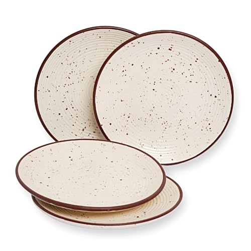 Image of Freakway Hand Glazed Cream Matte Finish Ceramic 7.1-Inch Small /Quarter Plates for Serving Maggie Pasta | Set of 4 | Microwave & Dishwasher Safe - Off White