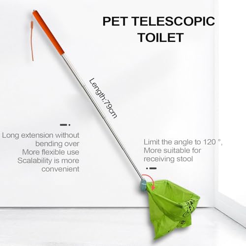 Yonuaret Hundekotschaufel, lange Schaufel, Teleskop-Reinigungswerkzeuge mit Müllbeutel, Abfallentfernungslösung für alle Rassen, Grasreinigungszubehör