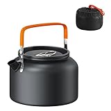 FUNYKICH 1.8L Camping Kettle with Carry Bag, Portable Stovetop Tea Kettle Fast Heating Boiling Hot Water for Open Fire, Lightweight Coffee Pot with Anti-Scald Handle for Outdoor Hiking Picnic Travel
