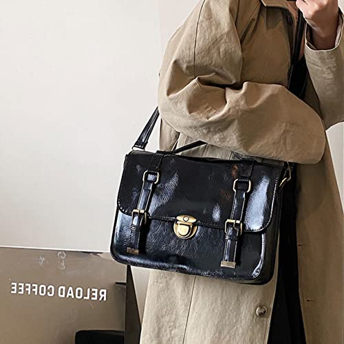 Vintage Messenger Bag for Women Japanese PU Leather Top Handle Briefcase Satchel Shoulder Bag For Office Work College2