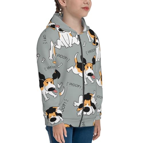 Funny Beagle Active Dog Kids Pullover Hoodies Boys Zip Up Sweatshirts Girls Athletic Clothes with Pocket4