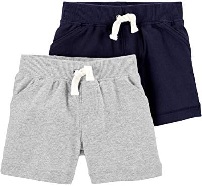 Carter's Baby Boys' 2-Pack Shorts (12 Months, Navy/Heather)