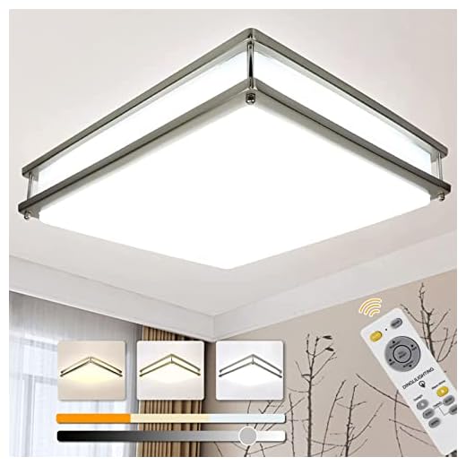 DLLT Upgraded 48W Dimmable LED Flush Mount Light, Modern 18 Inch Square Ceiling Lighting Fixture with Remote and Memory Function for Bedroom/Living Room/Dining Room, 3000K/4000K/6000K Color Changeable