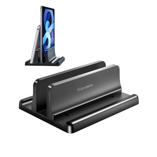 Vaydeer Vertical Laptop Stand Holder Organizer Plastic Adjustable Desktop Notebook Dock Space-Saving 3 in 1 for All MacBook Pro Air,Mac,HP,Dell,Microsoft Surface,Lenovo,up to 17.3 inches (Bl