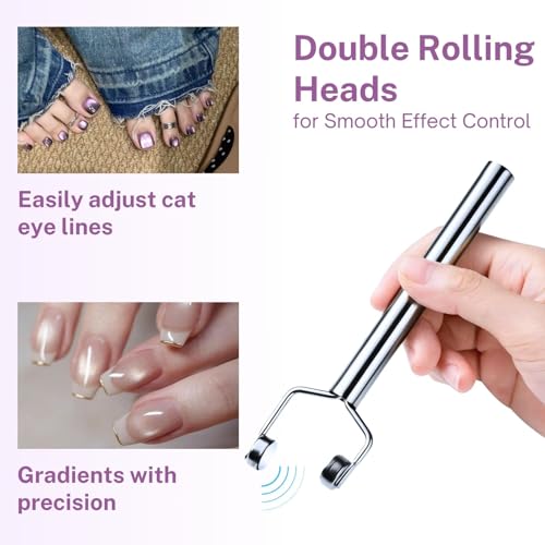 Image of 3-in-1 Cat's Eye Nail New Y-shaped Magnetic Rod for Cat's Eye Gel Multifunctional Double-ended Stainless Steel Magnet Portable for Salon Studio & Home Use (sliver)