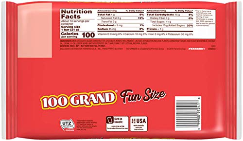 100 Grand Chocolate Bar Fun Size, 11 Ounce #TOP1