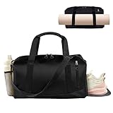 Kanonmaori Yoga Mat Bag, Gym Workout Bag with Water Bottle Pocket, Pilates Bag for Women with Wet & Dry Pocket, Yoga Bags and Carriers Fits All Your Stuff, Yoga Tote Bag for Sports Travel Office(bk)