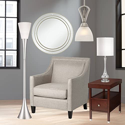 Possini Euro Design ZDP-1121/1 Milbury Satin Nickel Silver Mini Pendant Light 6 Inch Wide Modern White Alabaster Glass Shade Fixture For Dining Room House Entryway Bedroom Kitchen Island Hallway High Ceilings thumb #8