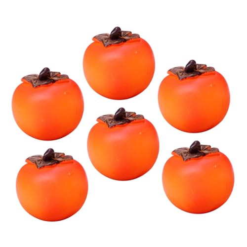 NUOLUX 6個 ミニチュア柿モデル レジン製耐久性フェイクフルーツ インテリア装飾用 ミニフィギュア お雛様小道具 ミニチュアハウス向けリ
