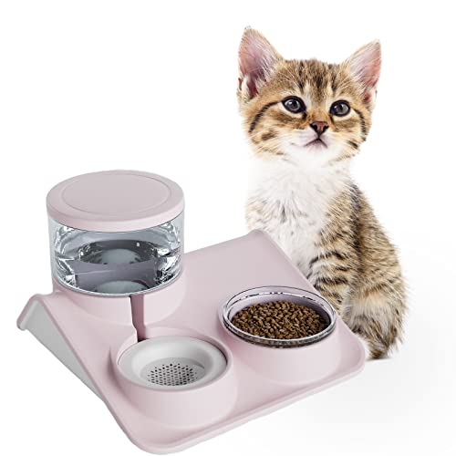 YMINA Mangeoire automatique pour chat - Distributeur d'eau pour nourriture sèche - 1,8 l - Rose Cover