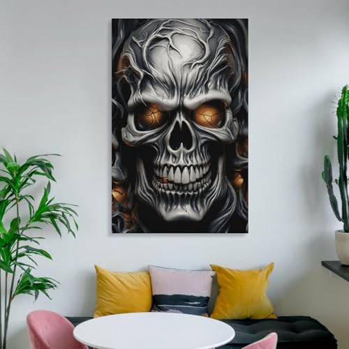 Impression sur toile tête de mort maléfique pour décoration salon - 5
