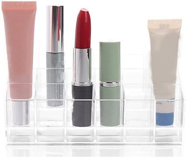 Miniatura 2 de litymitzromq Organizador de maquillaje, almacenamiento de joyas y cosméticos, soporte transparente de 24 celdas para lápices labiales, soporte de