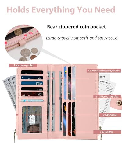 Image of Cute Women's Slim Wallet,Thin RFID Card Holder with Zipper Pocket