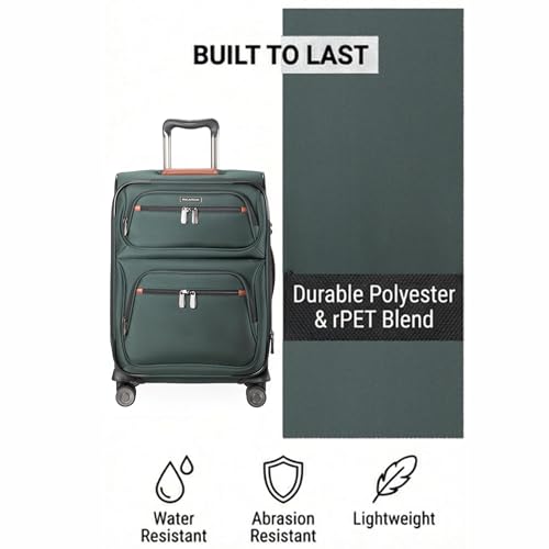 Image of Ricardo Beverly Hills Montecito 3.0 Softside Luggage Collection Expandable Suitcases with Wheels and TSA Lock, 25 inch Medium Check-in (Hunter Green, 25-inch Medium Check-in)