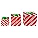Overstock Set of 3 Lighted Red and White Striped Gift Box Christmas Yard Art Decorations