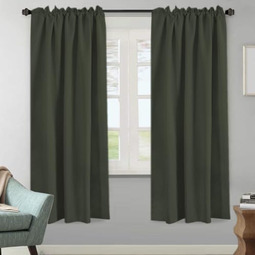Image of H.VERSAILTEX Blackout Curtains Thermal Insulated Window Treatment Panels Room Darkening Blackout Drapes for Living Room Back Tab /Rod Pocket Bedroom Draperies (2 Panels, Olive, 52 x 72 Inch)