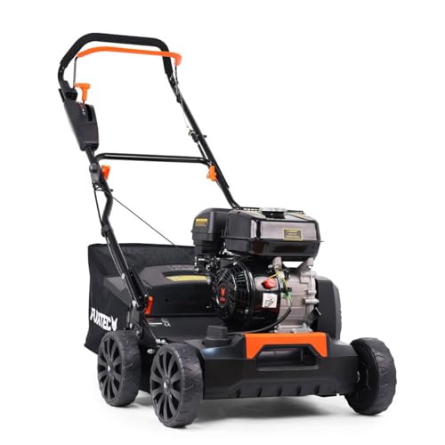 FUXTEC Scarificateur Aérateur Thermique 3en1 FX-BV240 Moteur 4 temps 4,1kW rouleau 18 lames et 24 griffes à ressort Poignée de transport et bac de ramassage...