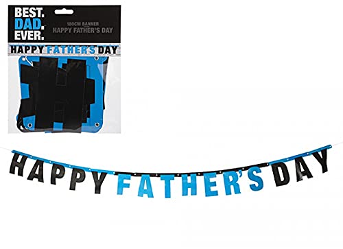 Bunting 'HAPPY FATHER'S DAY' 180 cm Banner Decoration Best Dad Ever Black Blue Party Long Value Card Banner