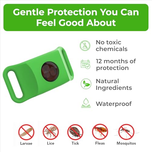 Image of FurLife Green Pet Tag - Calming & Flea and Tick Prevention Pendant for Dogs & Cats | Waterproof Collar Tag | Safe for All Breeds