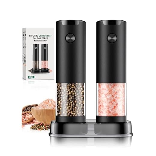Electric Salt and Pepper Grinder Set Automatic Battery Pepper Mill Shakers Adjustable Coarseness Upgraded Larger Capacity with Led Home and Kitchen Appliances for New House Warming Gifts