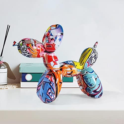 Balloon Dog Sculpture, Resin Creative Animal Figurine Balloon Dog Statue Modern Desktop Decoration for Home Bedroom Living Room, A