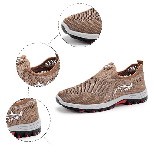 Buty rekreacyjne, męskie, buty sportowe, buty do biegania po ulicy, płócienne, trampki, buty do fitnessu, buty sportowe, lekkie, oddychające, do noszenia na co dzień i do ogrodu, kawa, 42 EU