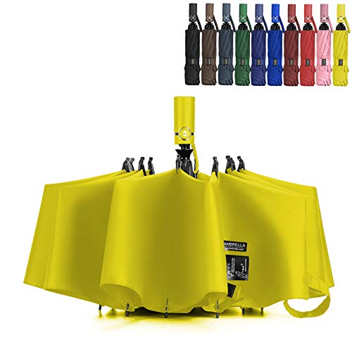 Lanbrella Umbrella Inverted Travel Umbrella Windproof Compact Folding - Yellow #TOP10