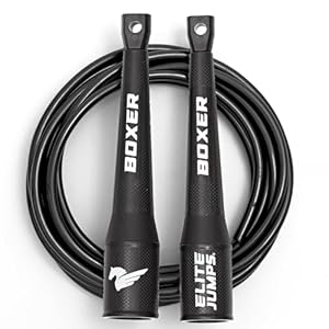 Elite Jumps Boxer Jump Rope 3.0 for Fitness & Cardio Training | Professionally Designed Boxing Jump Rope w/Smooth Action Polymer Handles & Slip-Resistant Grips | Tangle-Free PVC Jump Rope