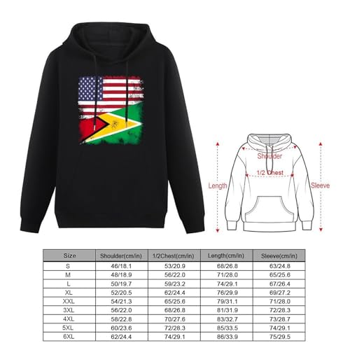 Guyana U.S. Flag Unisex Casual Hoodies Long Sleeve Lightweight Pullover Tops Loose Sweatshirt with Pocket2