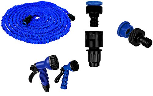 Manguera para jardín, extensible, 22 metros, con función de pistola, 5 bares de presión, con muchos accesorios