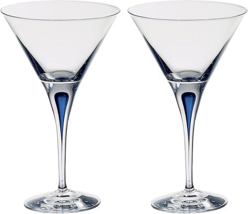 OrreforsIntermezzo 8.5 Fl. Oz. Stemmed Martini Glasses - Set of 2, Blue Drop - Kitchen & Dining Crystal Glassware, Versatile Serving for Cosmopolitan, Margarita, Manhattan, Dishwasher Safe