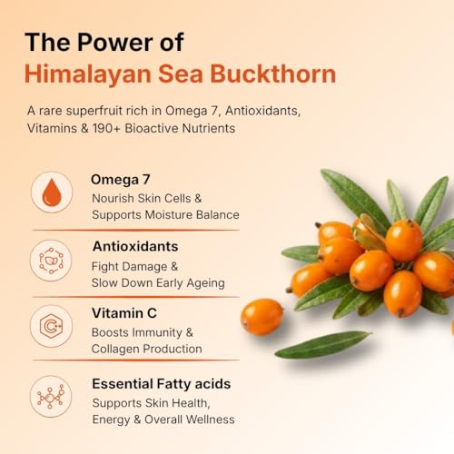 Image of Seabuckthorn Gummies for Immunity & Glowing Skin | Rich in Vitamin C, Omega 3,6,7,9 & Antioxidants | Boosts Immunity, Brightens Skin | Pack of 60 Gummies