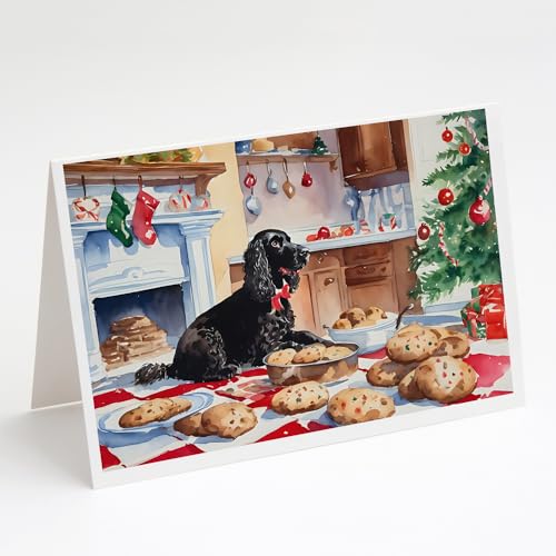 Caroline's Treasures DAC3718GCA7P American Water Spaniel Christmas Cookies Greeting Cards Pack of 8 Blank Cards with Envelopes Whimsical A7 Size 5x7 Blank Note Cards