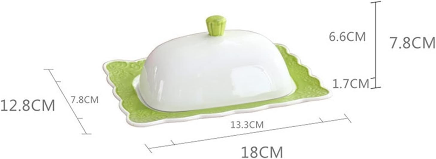 Butter Container Creative Ceramic Butter Dish with Lid Embossed White Ceramic Butter Plate Butter Keeper with Covers Cheese Plate for All Types of Butter (Color : Purple)