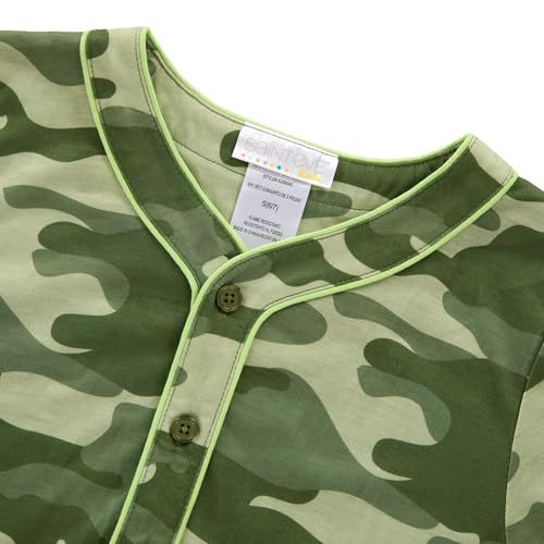 Saint Eve Kids Boys Pajamas, 2 Piece PJ Set Button Down Sport Jersey with Shorts3