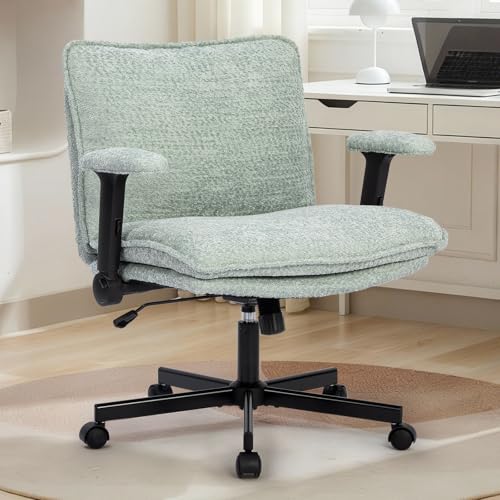 Criss Cross Green Office Chair with Wheels & Flip Arms
