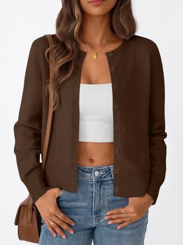Image of Trendy Queen Lightweight Cardigan Sweaters for Women 2026 | Soft Knit Button-Down, Classic Fit Open-Front Layering Piece for Fall, Winter & Office Wear