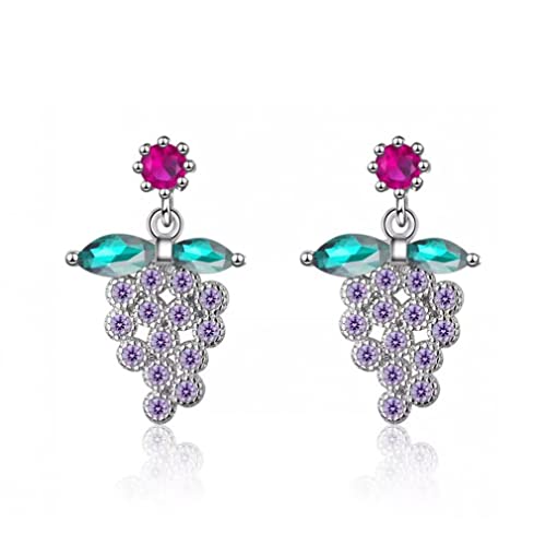 Boucle d'oreille raisin cristallin brillant d'une clarté absolue