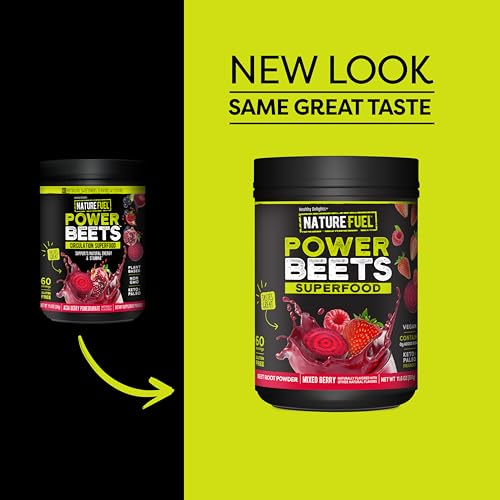 Image of SlimFast Nature Fuel Power Beets Powder, Delicious Mixed Berry, 60 Servings | Concentrated Superfood Supplement, Non-GMO