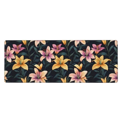 Tapis de souris avec base en caoutchouc imprimé lys coloré 30.5x80.9