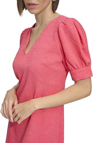 Image of Tommy Hilfiger Women's Short Puff Sleeve V-Neck Shift Mini Dress