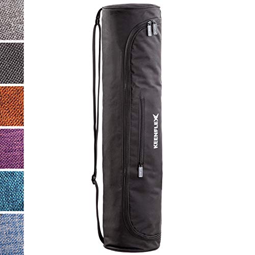 KeenFlex bolsa de esterilla de yoga de tela ligera y cómoda y resistente al agua (Negro)