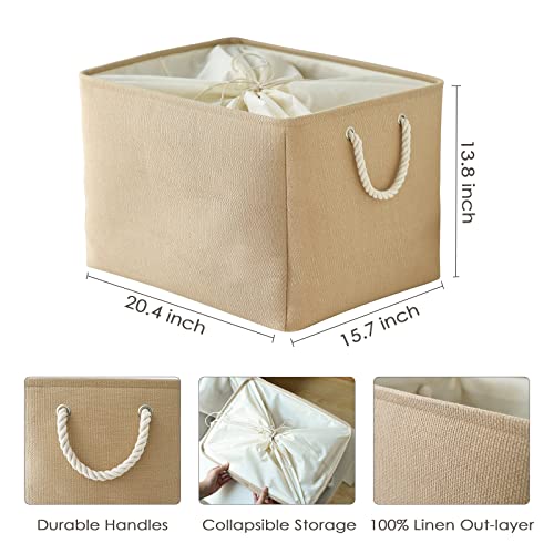 image for TheWarmHome Fabric Basket Large Storage Bin with Drawstring Cover Bask