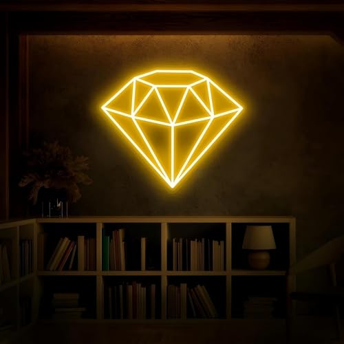 Image of Diamond Neon Sign for Wall Decoration,Adjustable Brightness Beach Wave LED Sign Night Light for Man Cave Bedroom, Wedding, Living Room, Party, Bar, Office Decoration