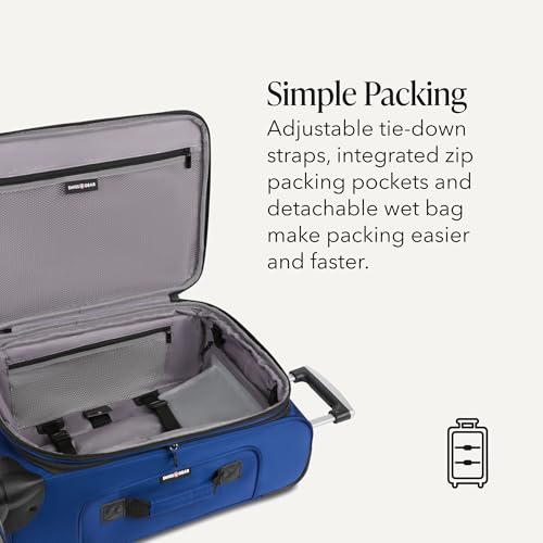 Image of SWISSGEAR Sion Softside Expandable Spinner Luggage Durable Lightweight Travel Suitcase, Blue, 3-Piece Set (Carry-On /Medium /Large)