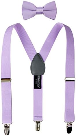 Spring Notion Boys' Suspenders and Solid Color Bowtie Set Lilac Medium